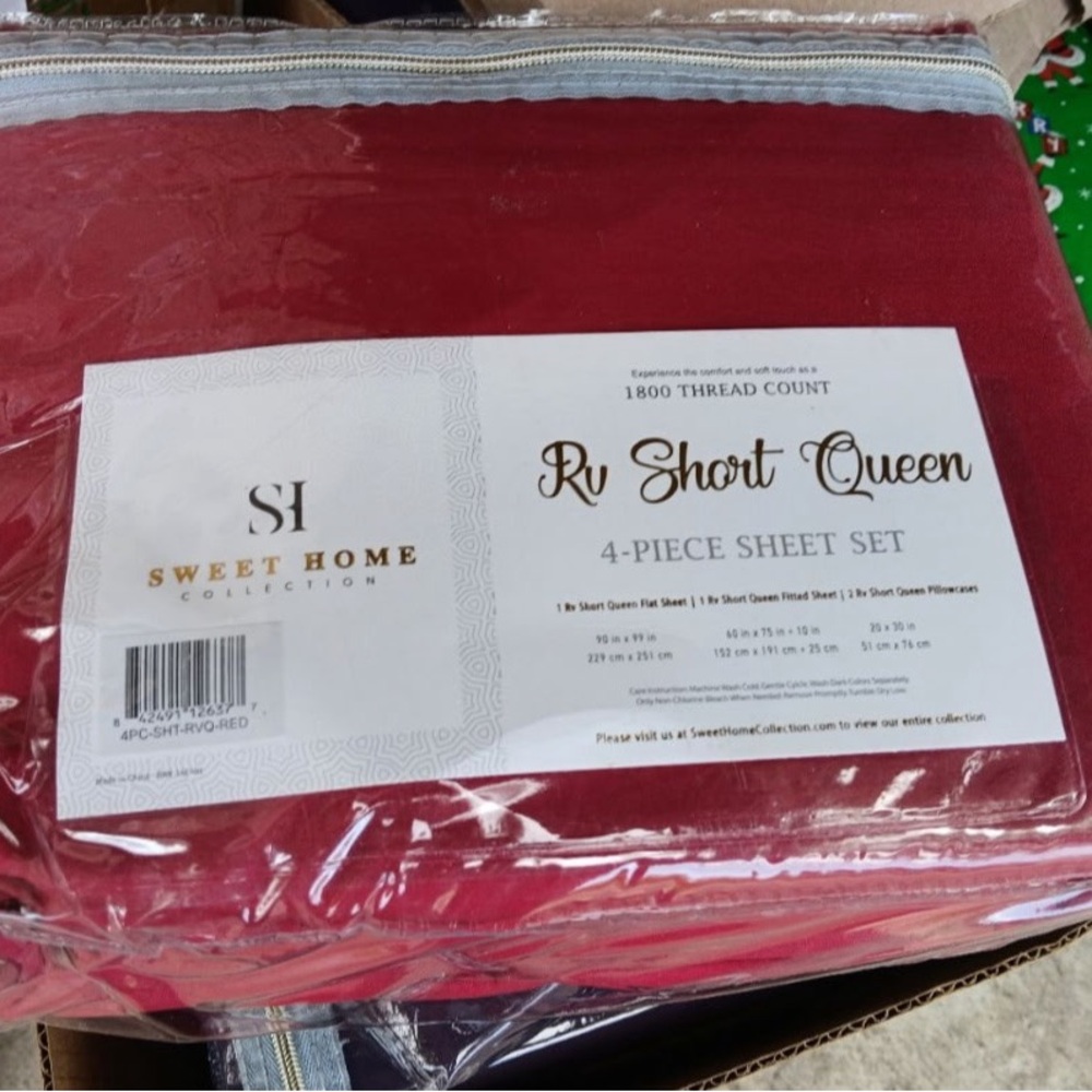 Sweet Home Collection Red Sheet Set - RV Short Queen